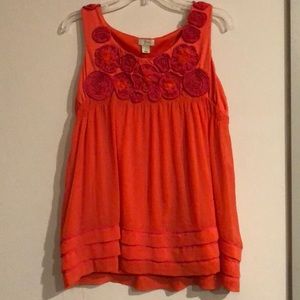 Orange sleeveless blouse